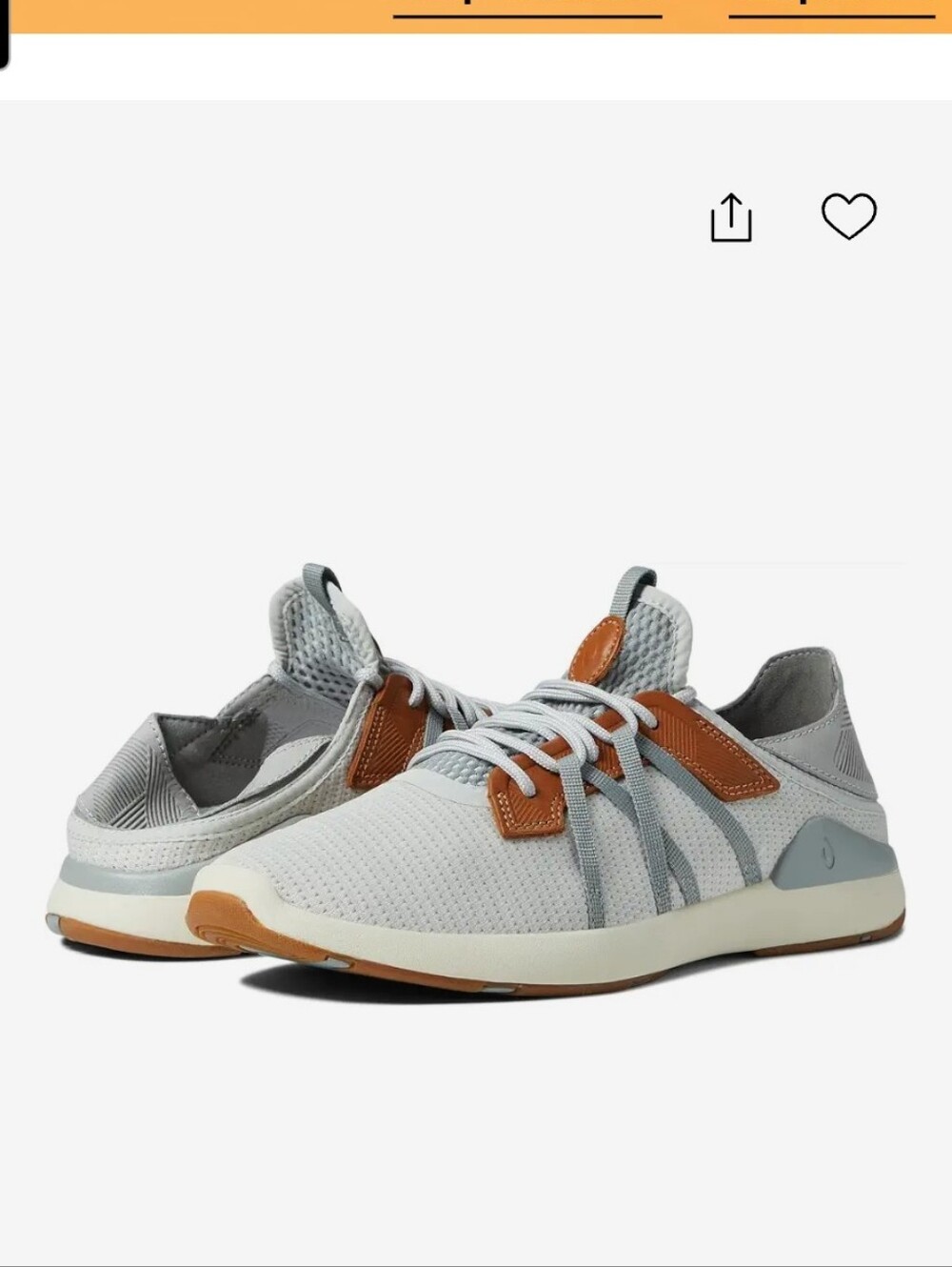 Olukai Light Gray and Tan Men's Casual Knit Sneakers
